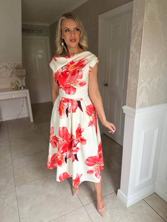 Betty Orange Floral Dress
