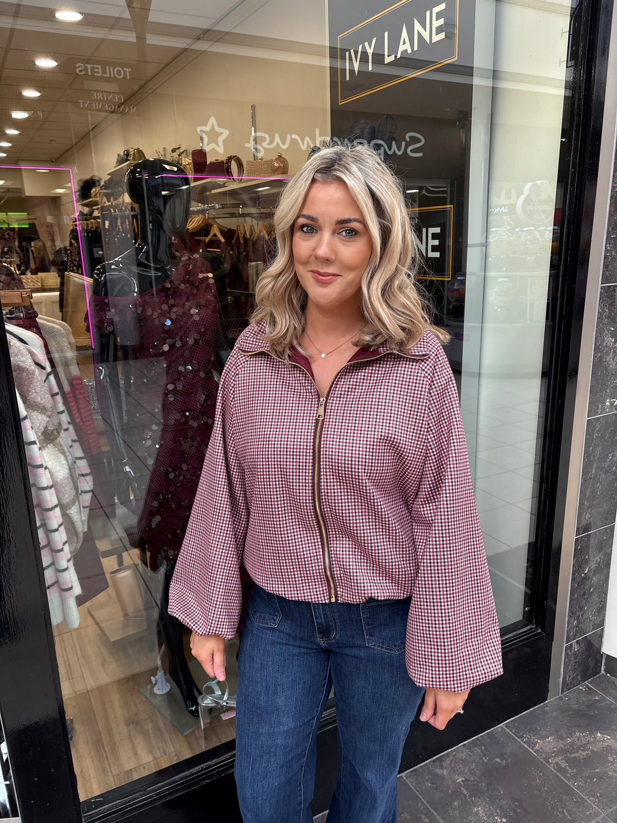 Gingham Jacket- Damson