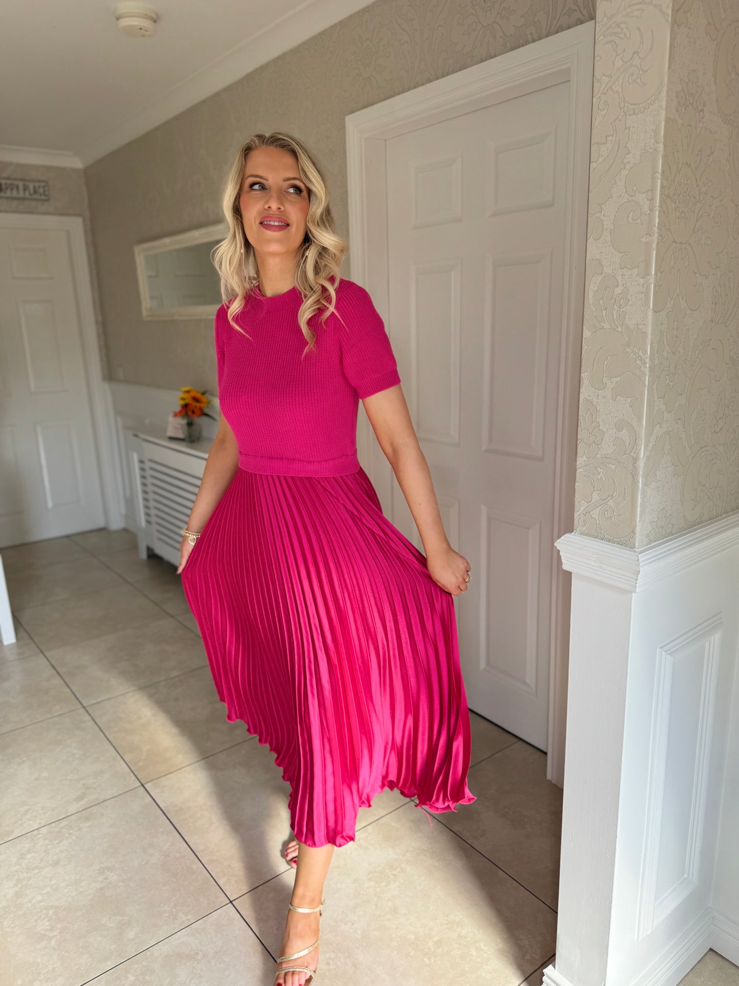 Kayla Knit Dress- Fuchsia Pink