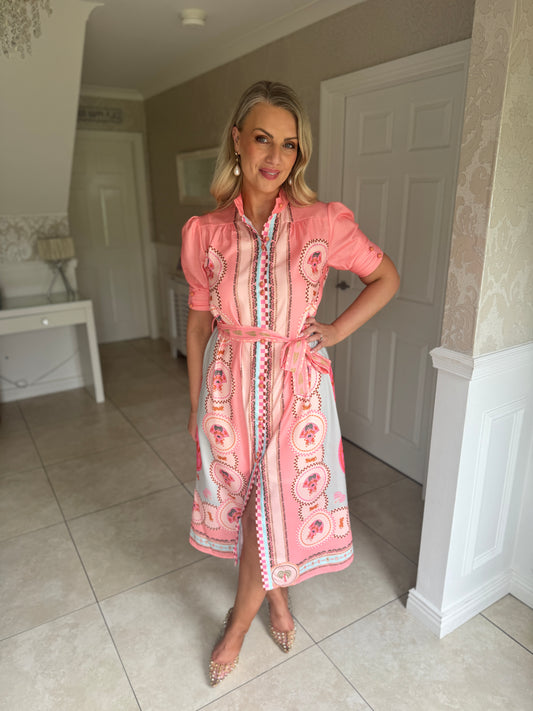 MA Coral Printed Shirt Dress