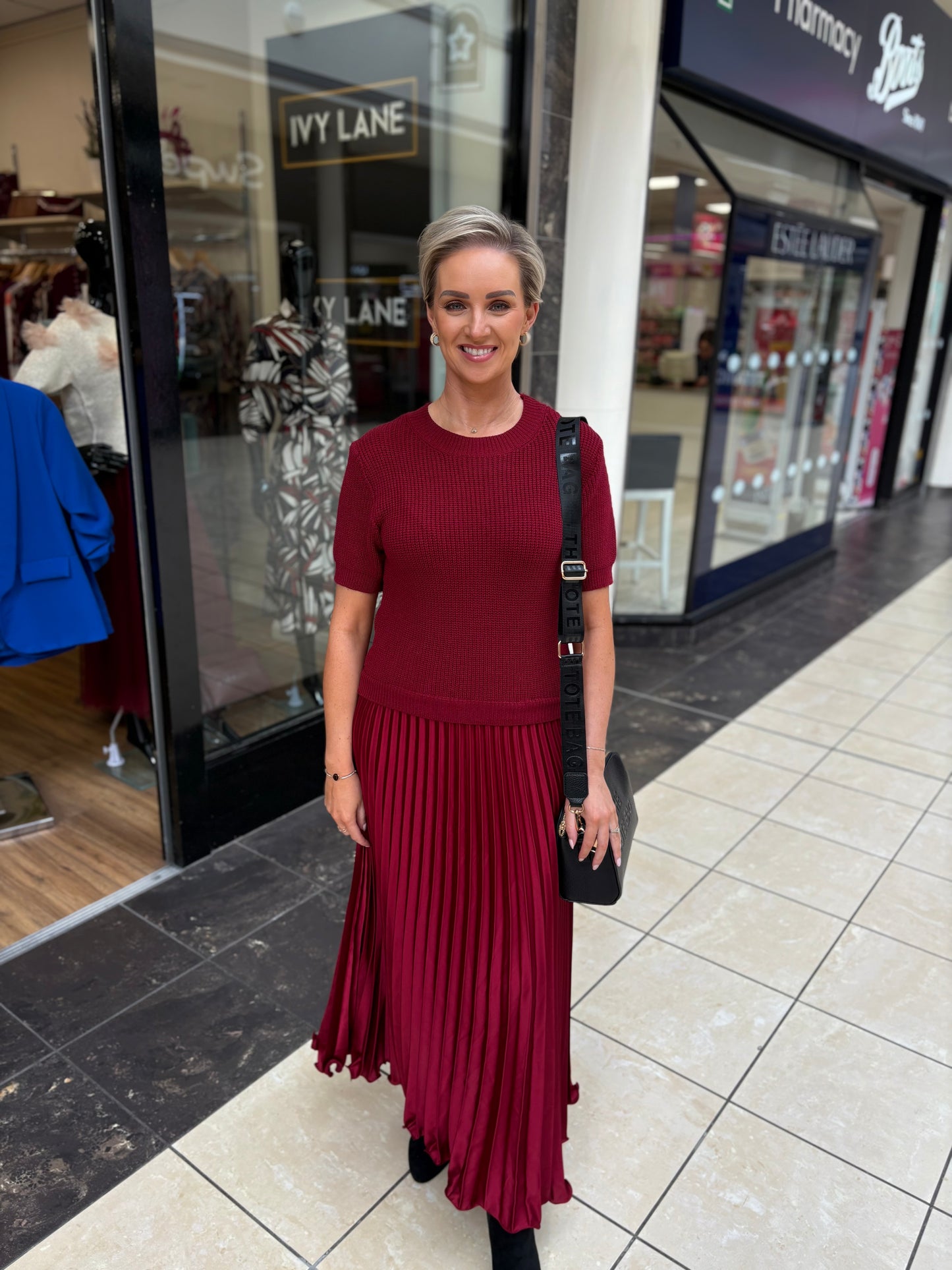 Knit Top Dress- Wine