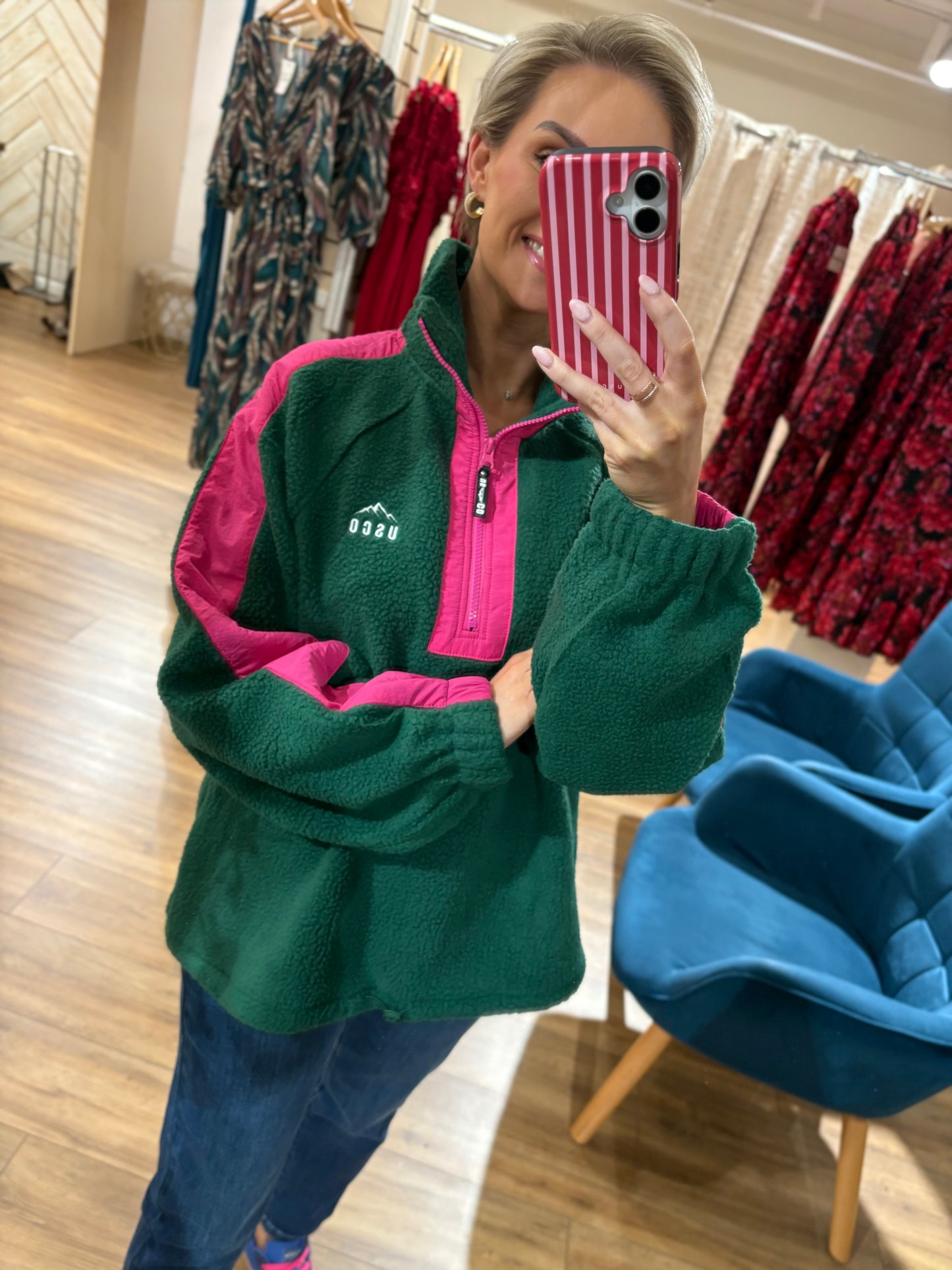Pink & Green Fleece