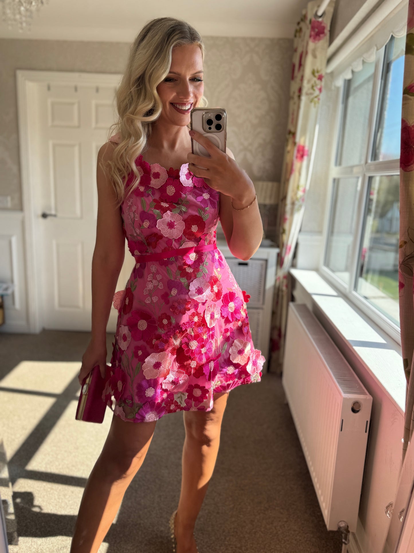 Sadie Belted Mini Dress - Pink