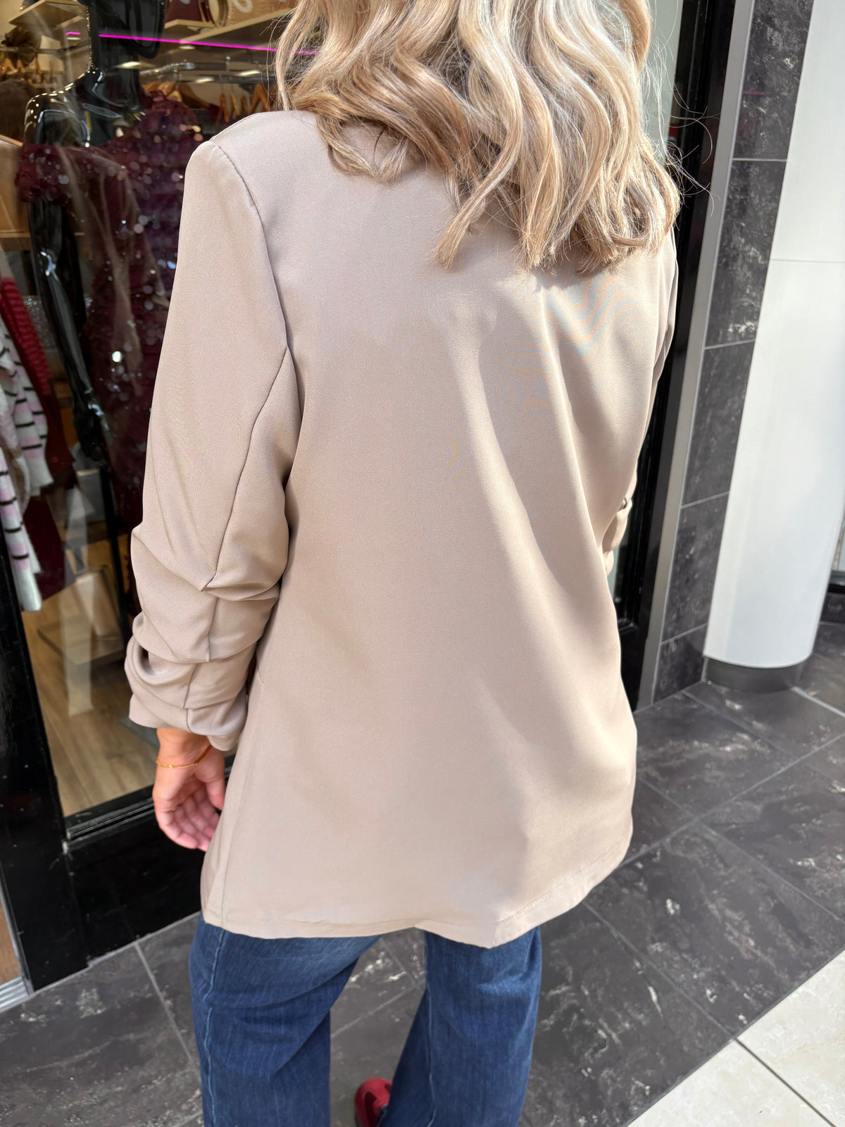 Ruched Blazer - Beige