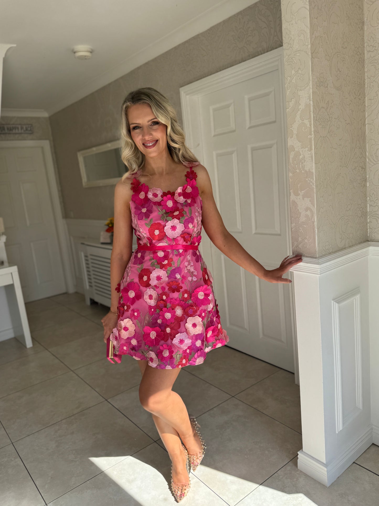 Sadie Belted Mini Dress - Pink