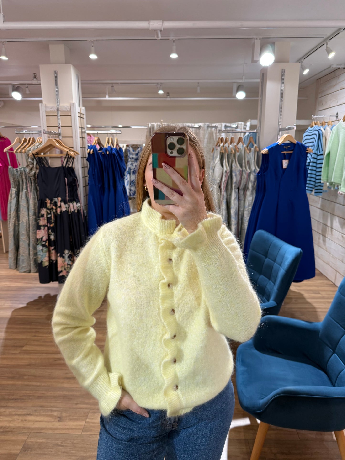 Frill Neck Cardigan- Lemon