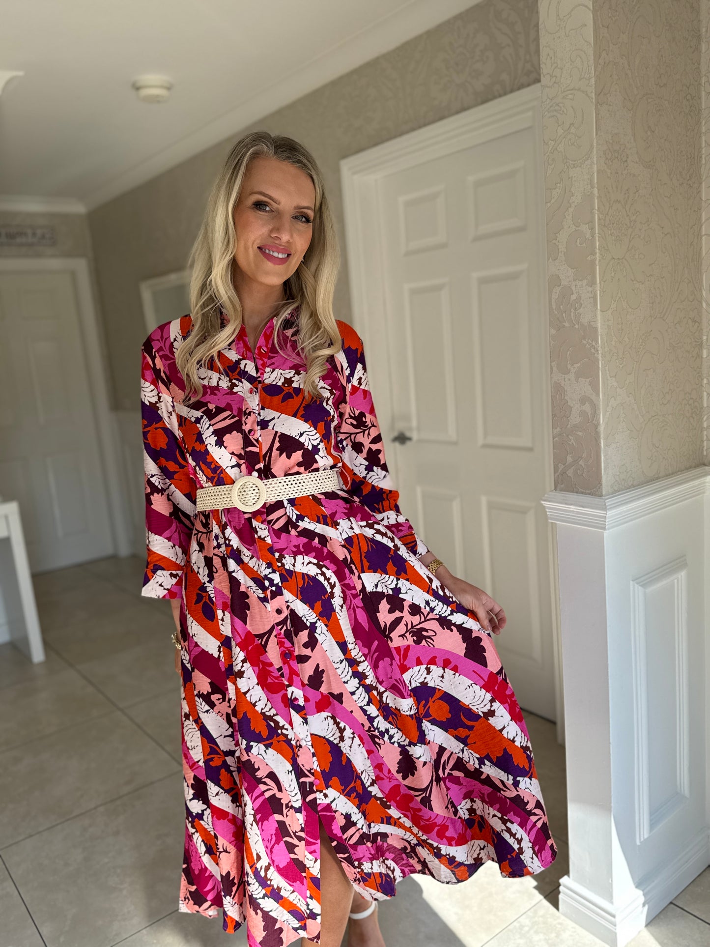Angela Pink Shirt Dress