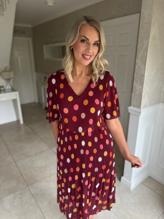 Lucy Magic Dress- Rust Polka Dot
