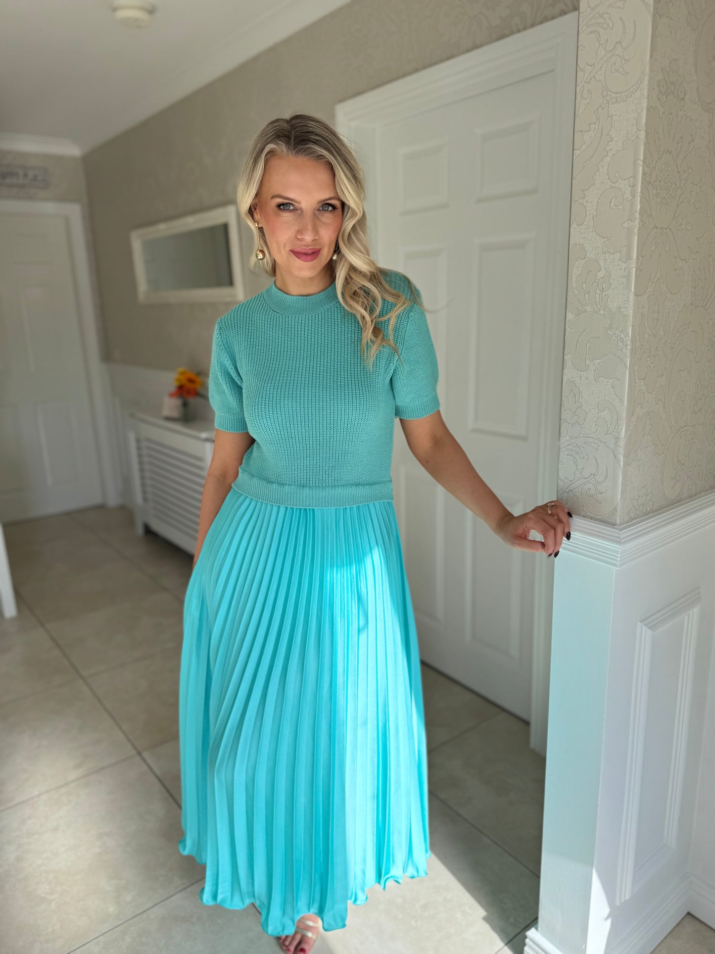 Kayla Knit Dress- Tiffany Blue
