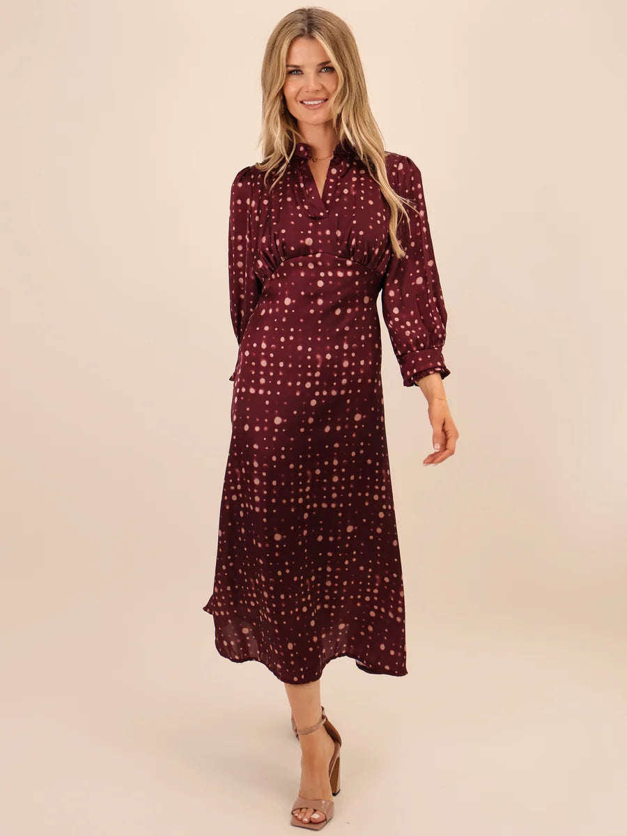 Kimber Dress- Grape&Beige