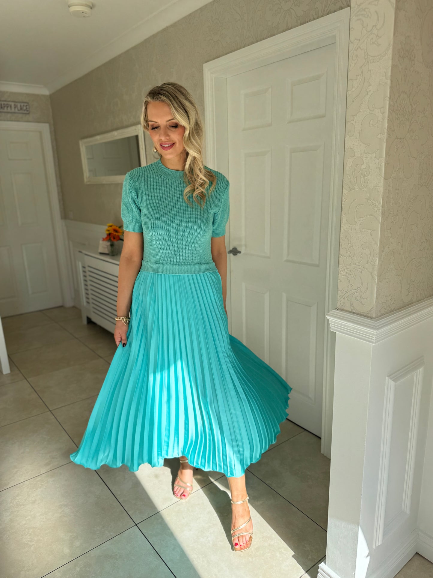 Kayla Knit Dress- Tiffany Blue