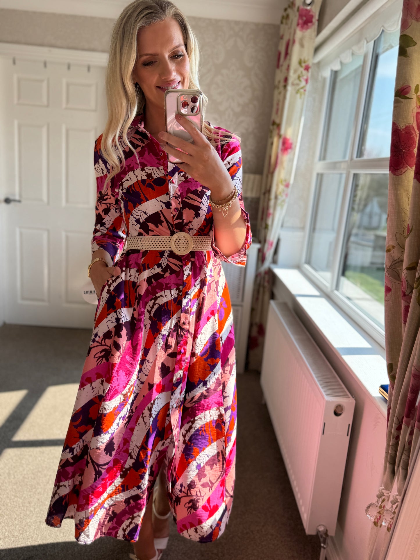 Angela Pink Shirt Dress