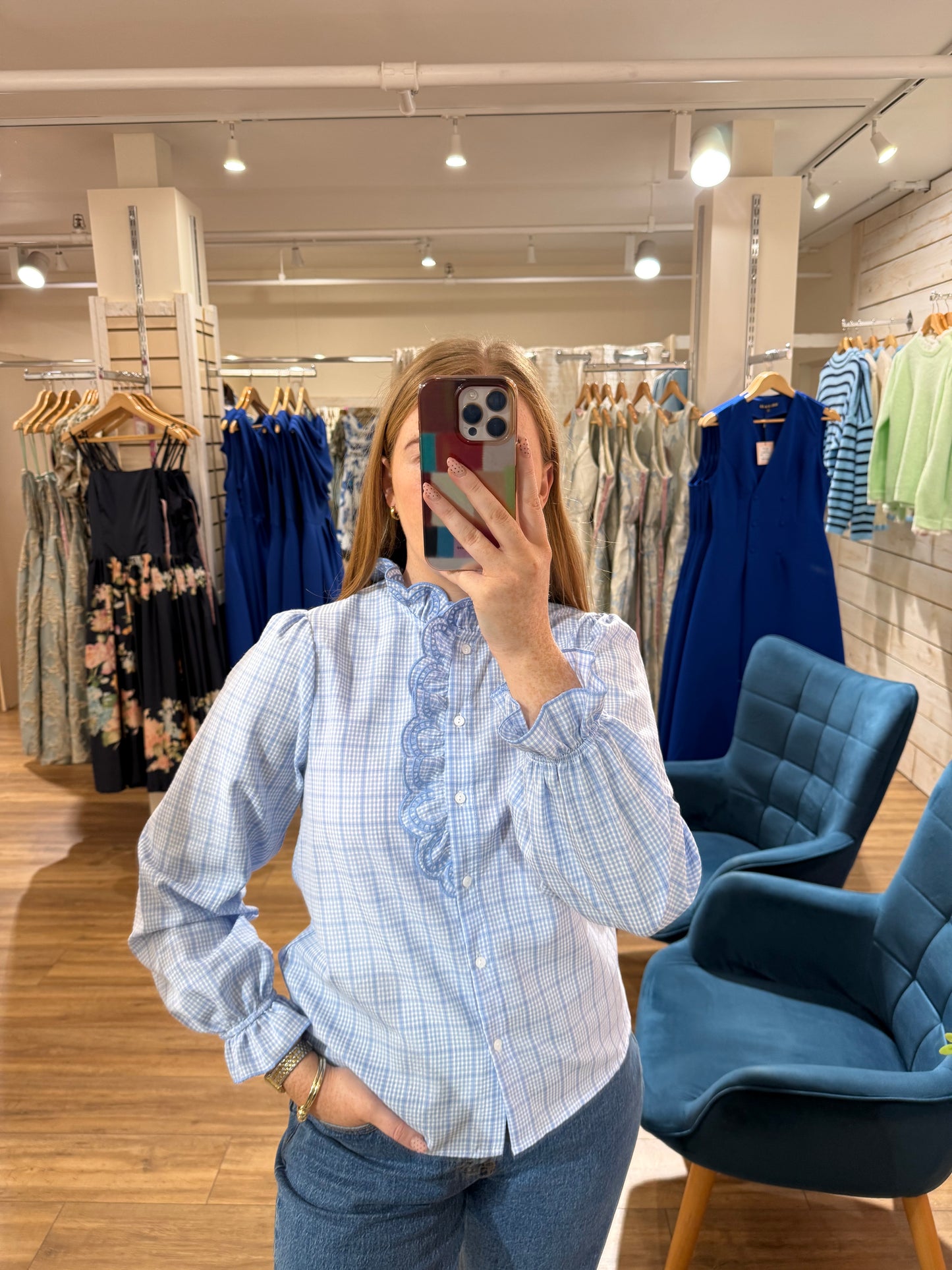 Gingham Blouse - Blue