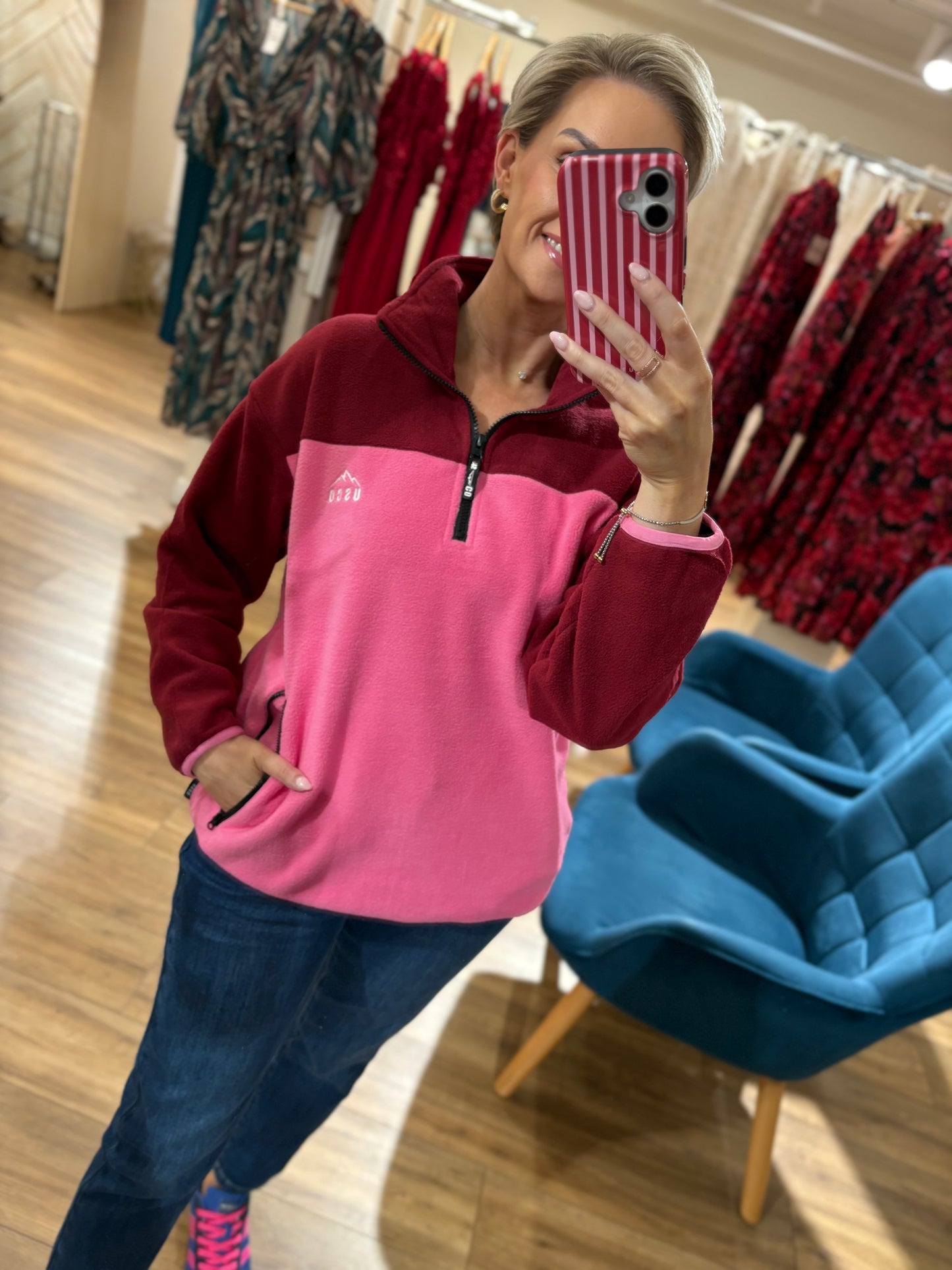 Pink & Burgundy Fleece