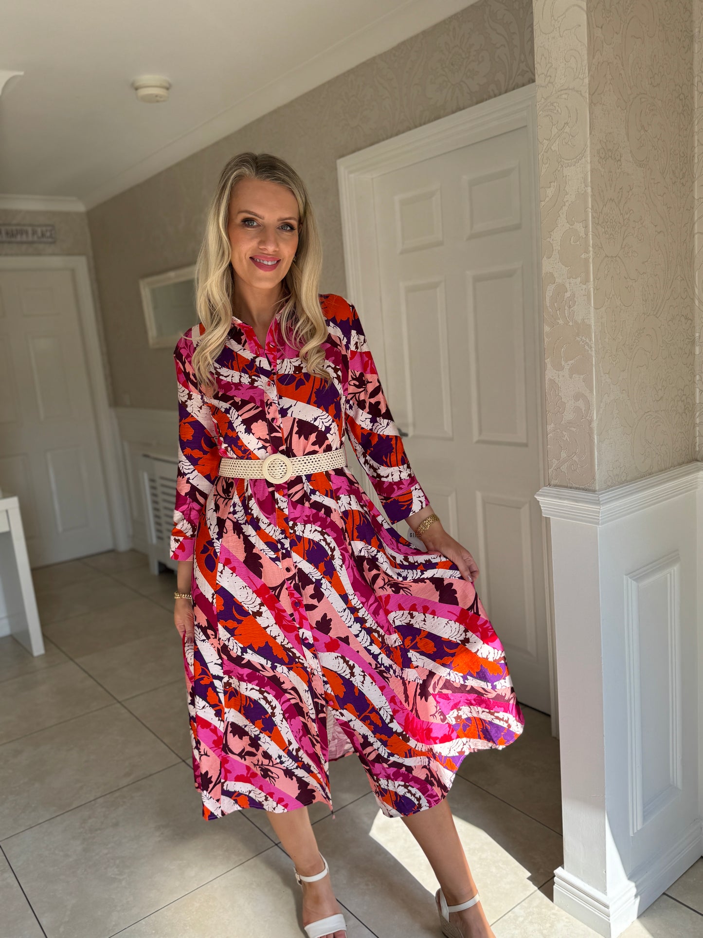 Angela Pink Shirt Dress