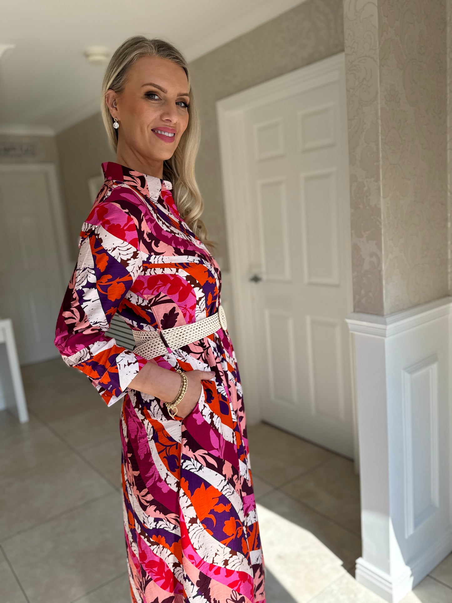 Angela Pink Shirt Dress