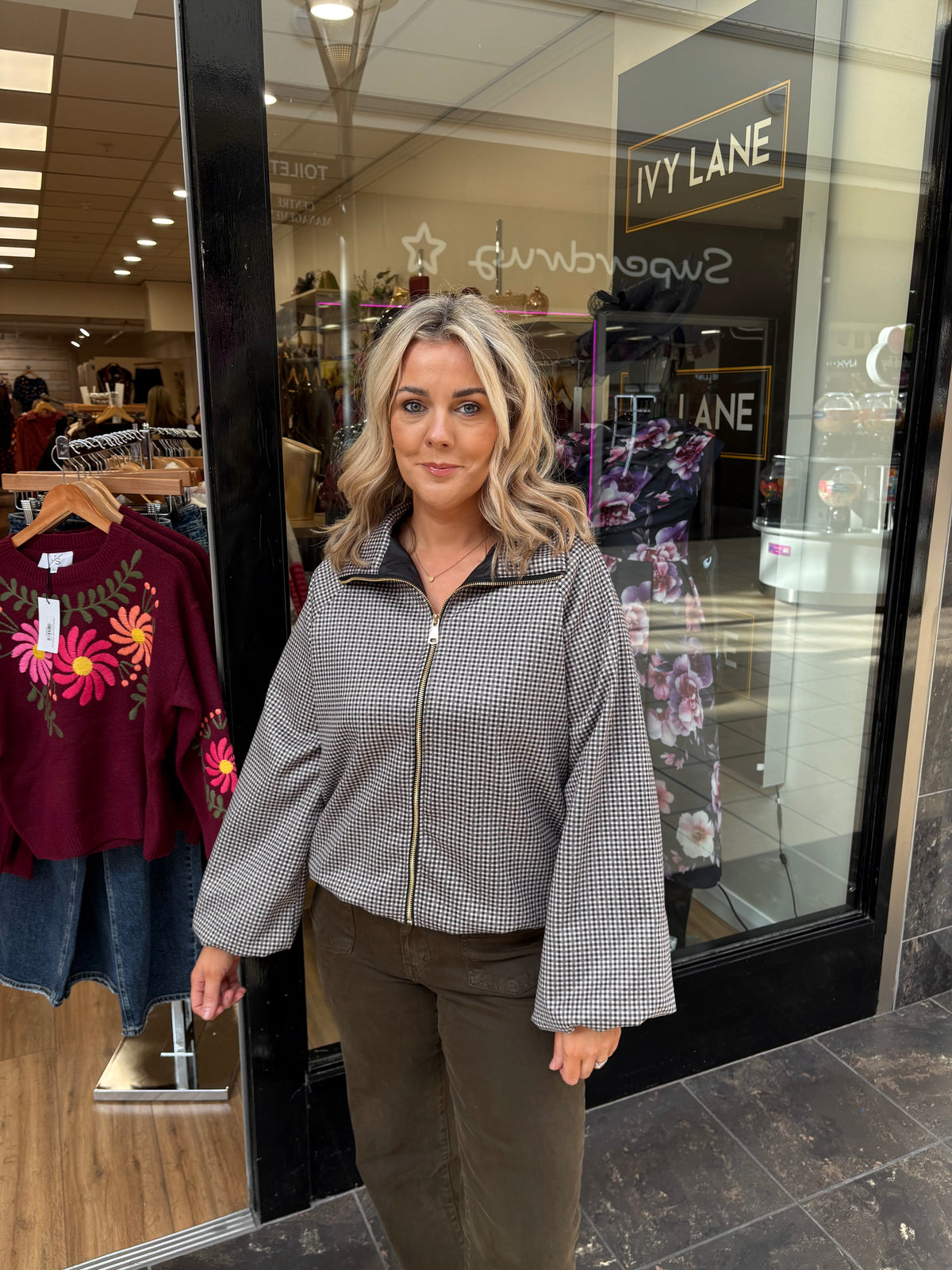 Gingham Jacket- Khaki