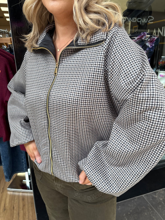 Gingham Jacket- Khaki