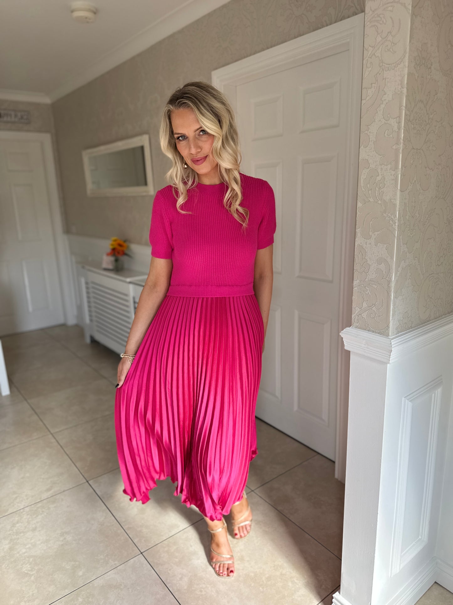 Kayla Knit Dress- Fuchsia Pink