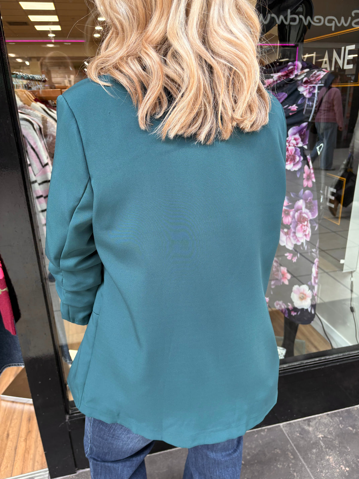 Ruched Blazer - Teal