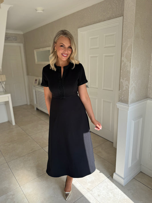 Natalia Beaded Midi Dress Black