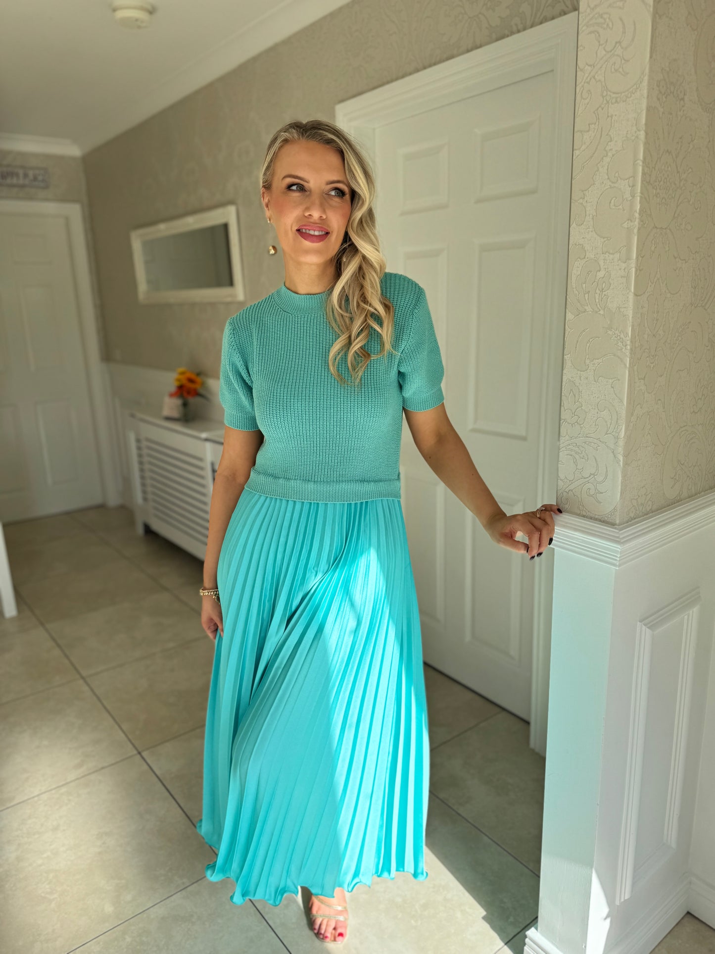 Kayla Knit Dress- Tiffany Blue