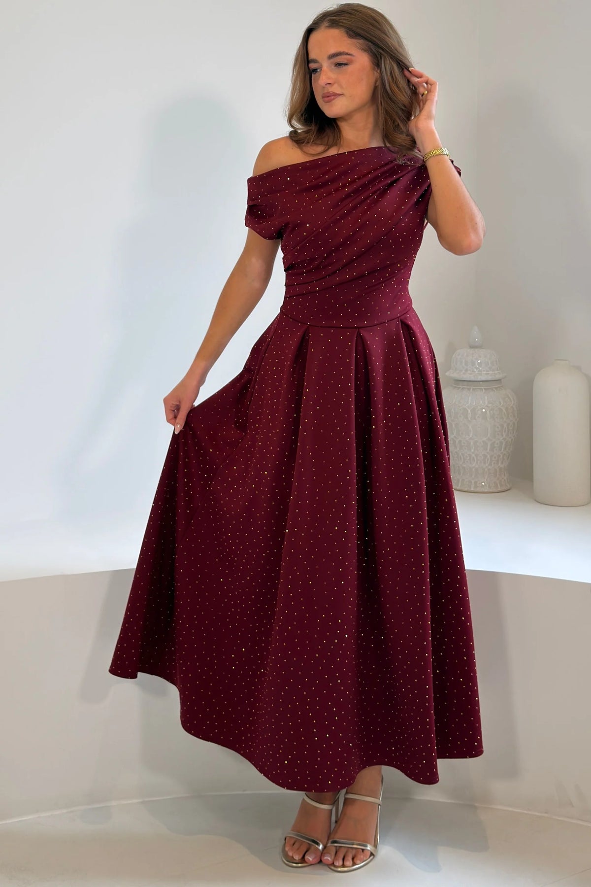 Betty Hotfix Wine Dress