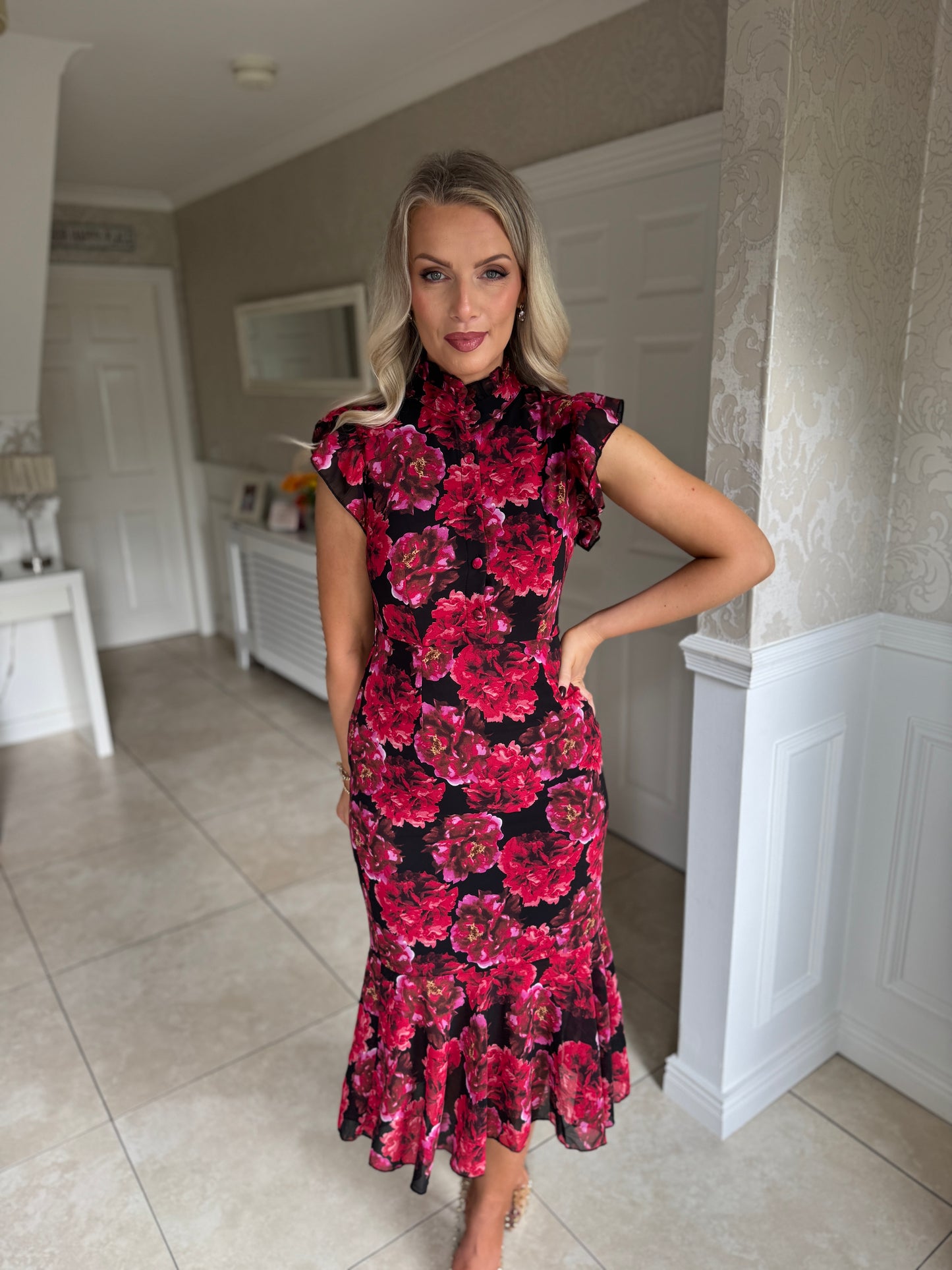 Hannah Polka Floral Dress