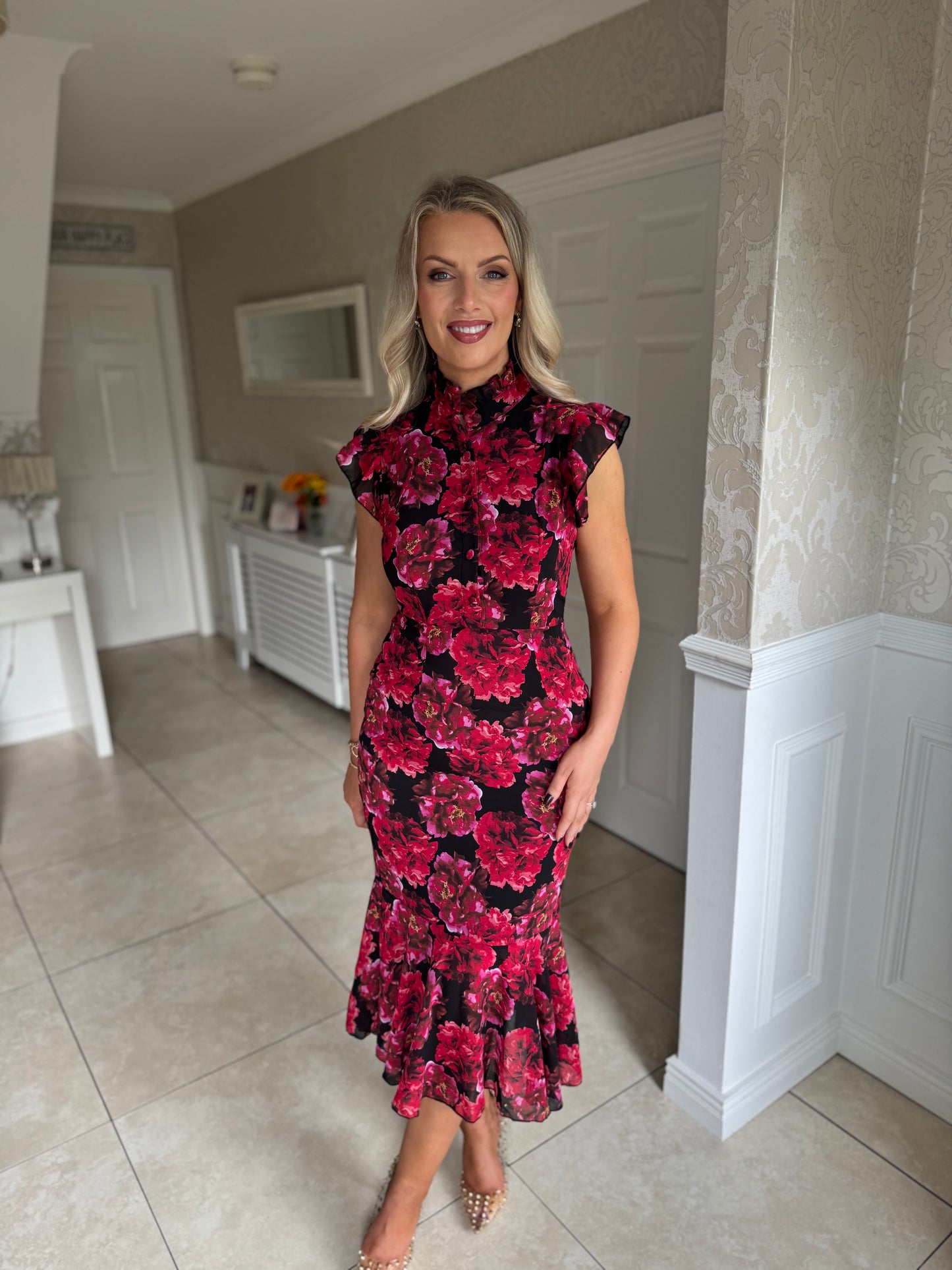 Hannah Polka Floral Dress