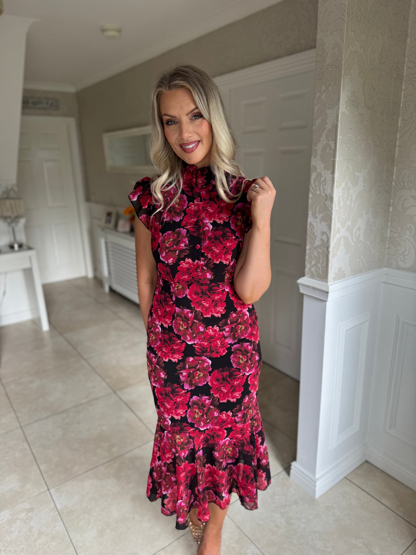 Hannah Polka Floral Dress