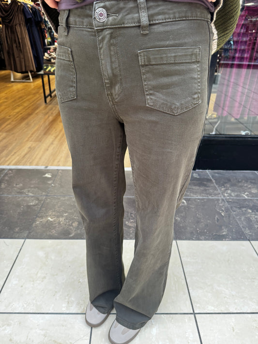 Toxik Straight Leg Jeans- Green