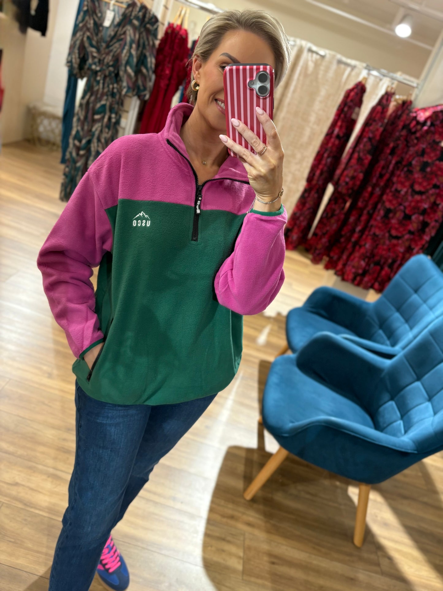Pink & Green Fleece