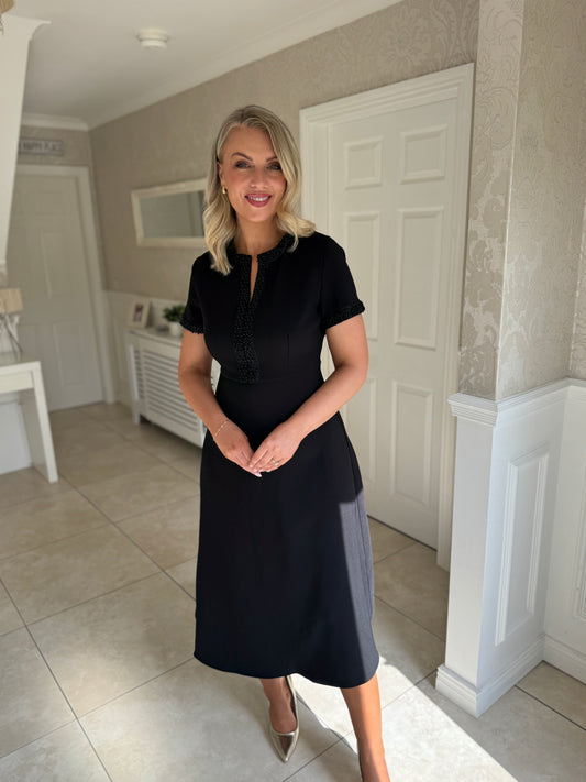 Natalia Beaded Midi Dress Black