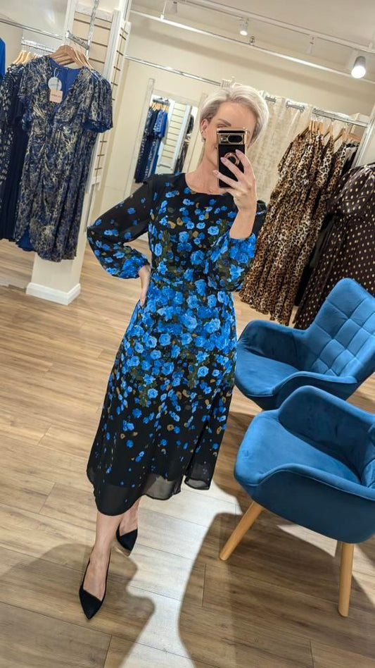 Blue & Black Pattern Dress