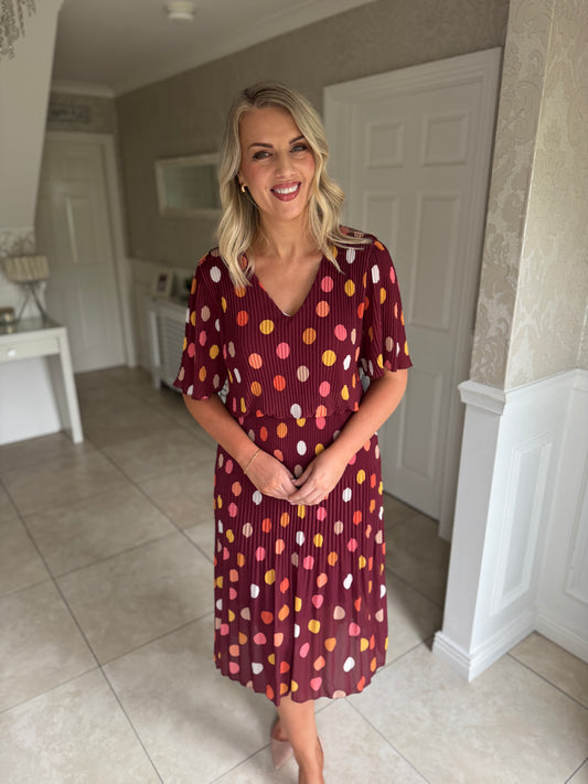 Lucy Magic Dress- Rust Polka Dot