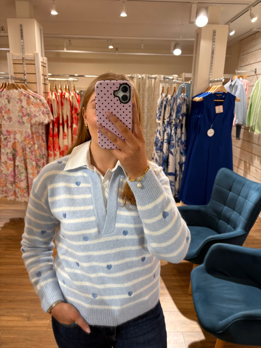 Collared Knit Jumper- Blue