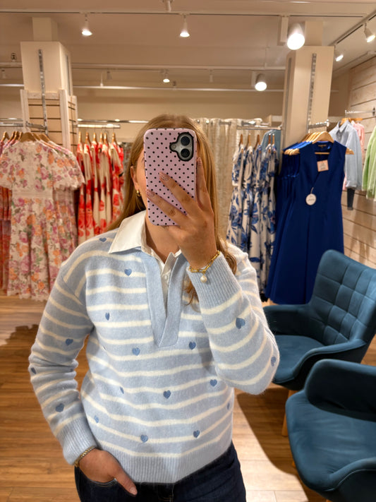 Collared Knit Jumper- Blue