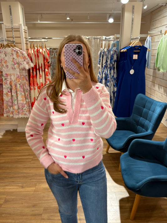 Collared Knit Jumper- Pink