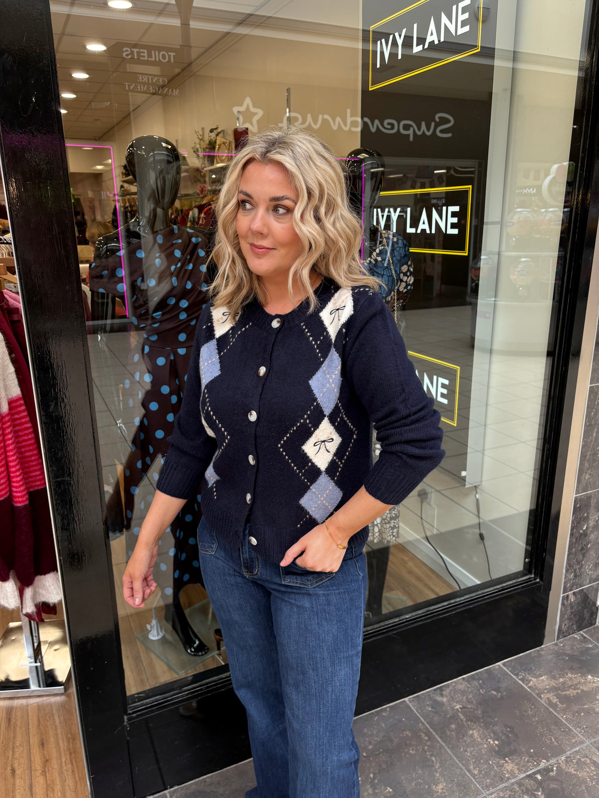 Bow Tie Cardigan- Navy