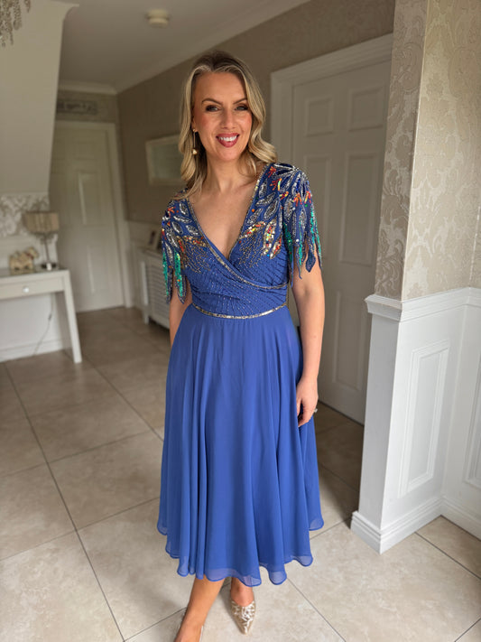 Zia Beaded Dress - Blue