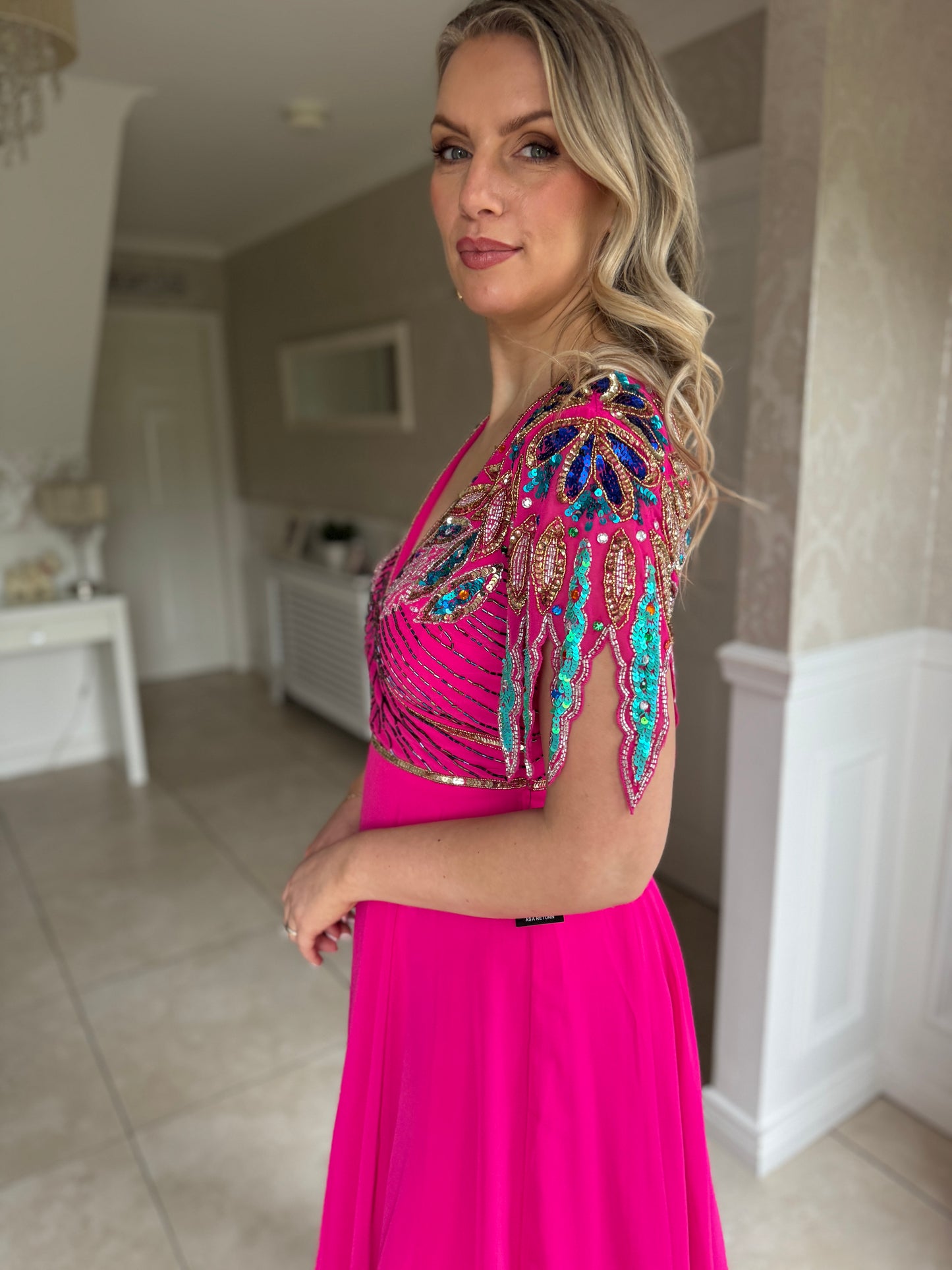 Zia Beaded Dress - Pink