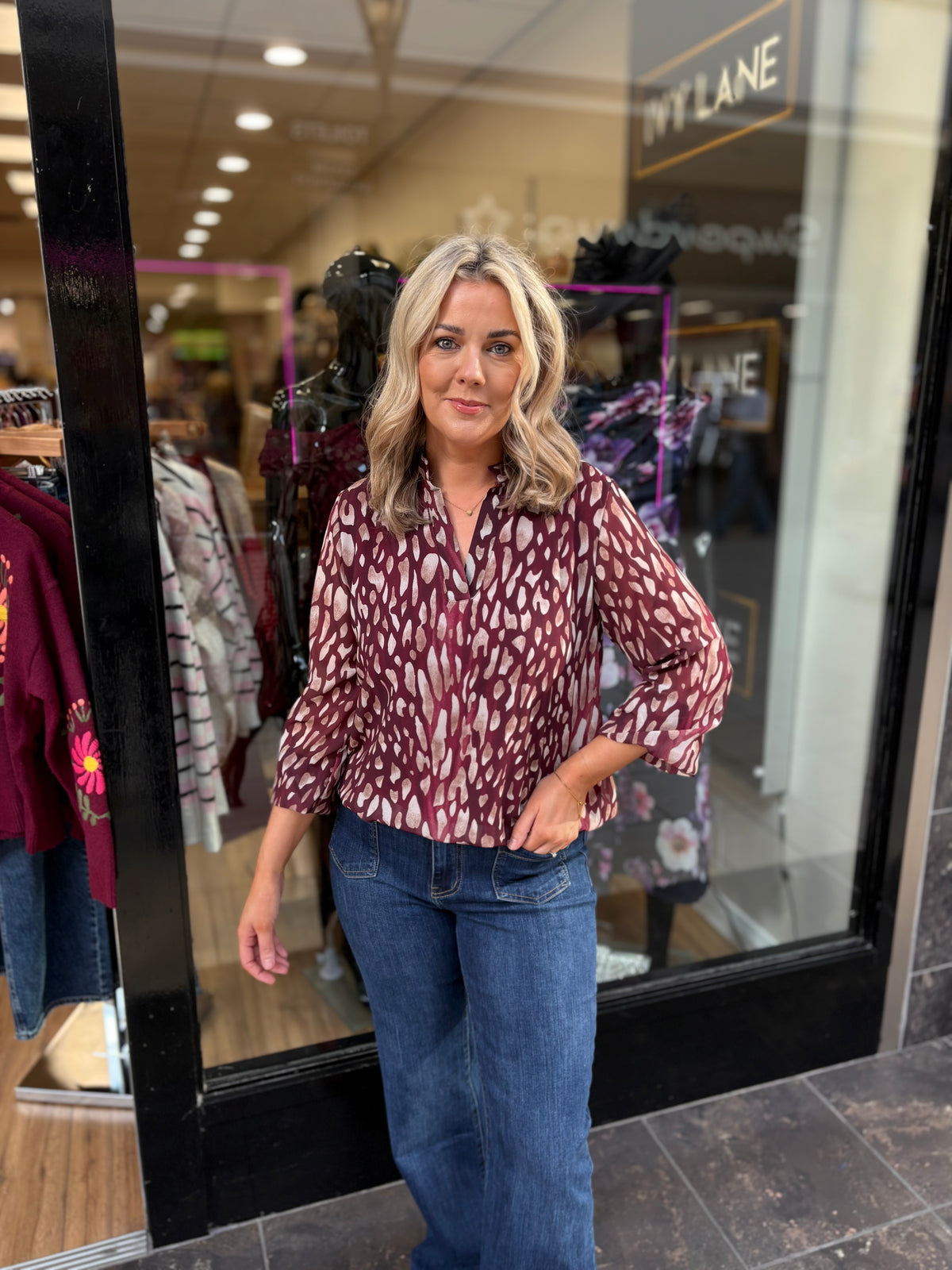 Bella Band Top- Wine & Beige