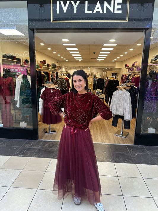 Burgundy Sparkly Top