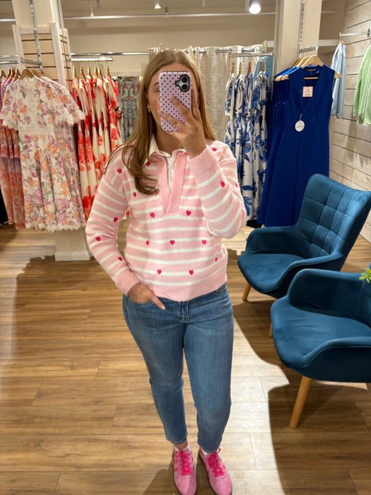Collared Knit Jumper- Pink