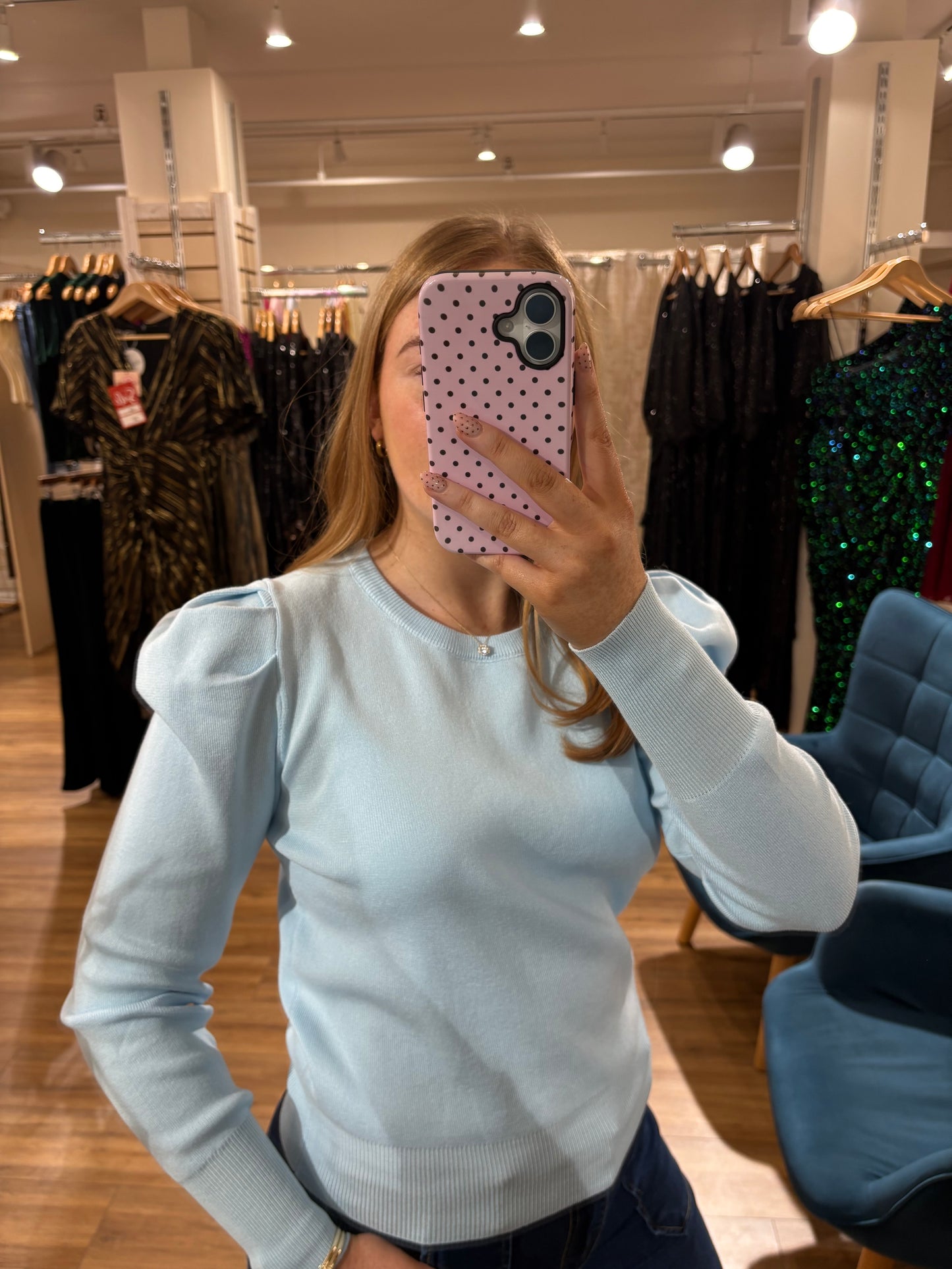 Puff Sleeve Knit- Blue