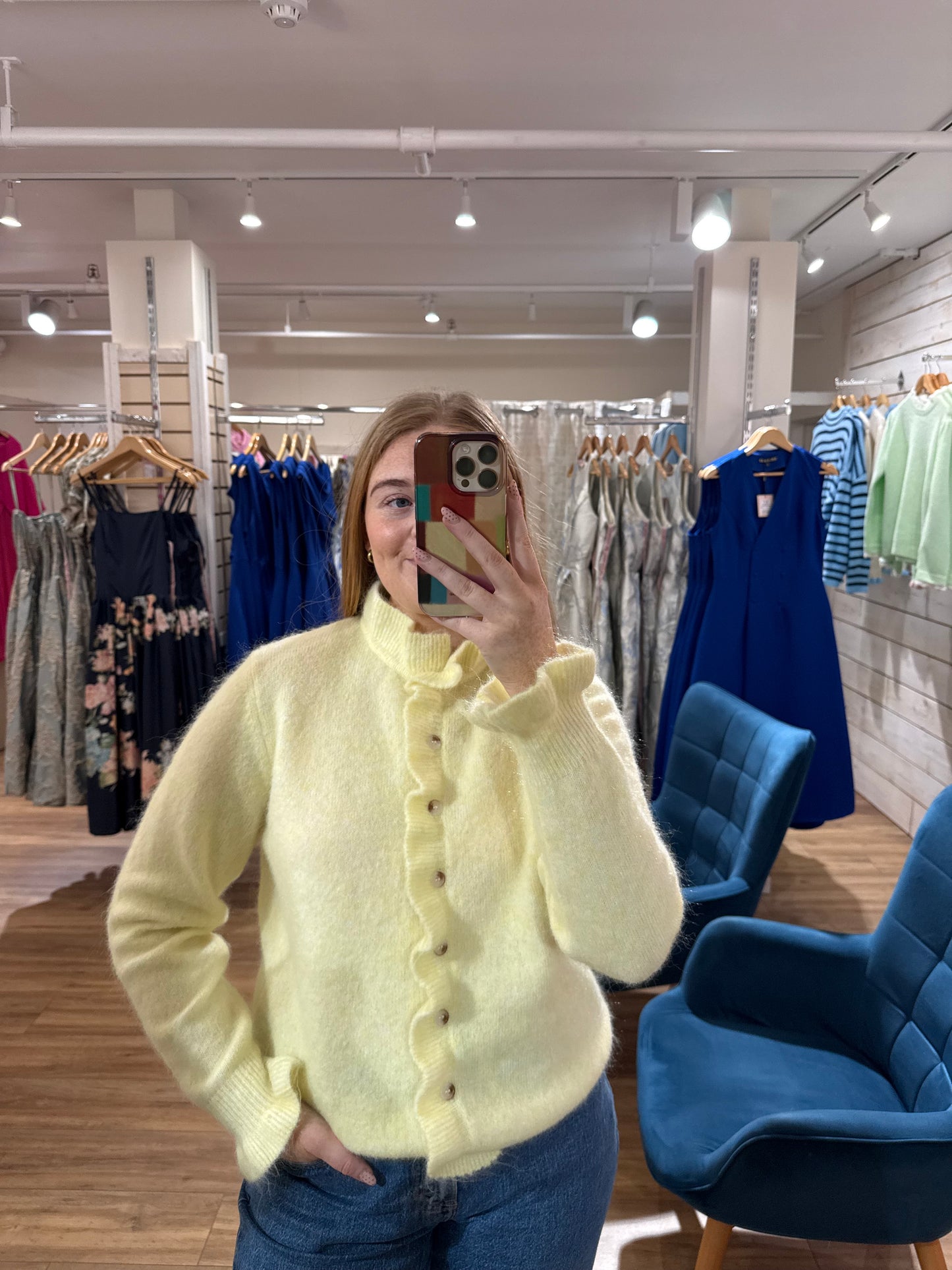 Frill Neck Cardigan- Lemon