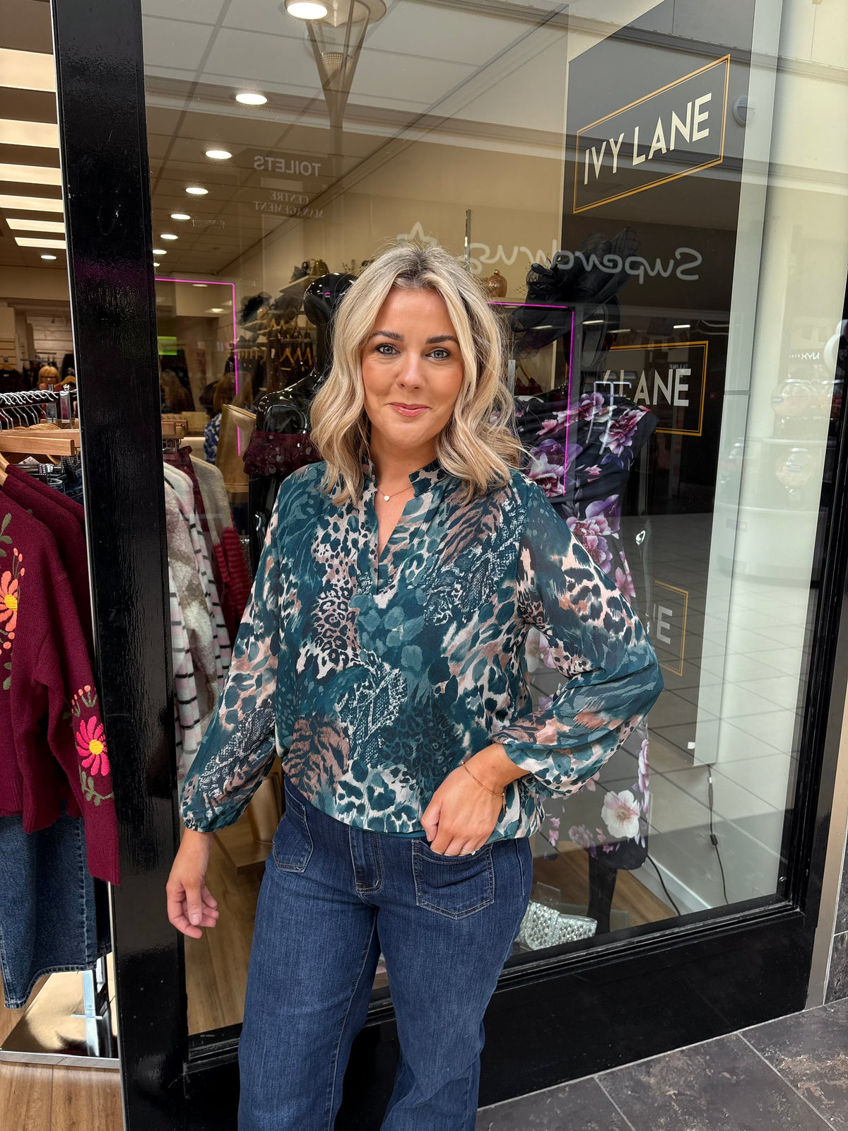 Bella Band Top- Teal & Beige